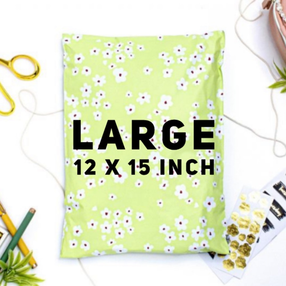 🟢10 Large 12 x 15 Green Wildflower poly Mailers